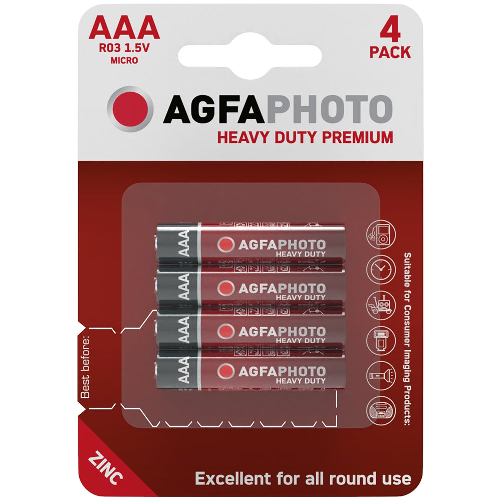 AGFA Photo Zinc Heavy Duty Premium 4 x AAA Size Battery 1.5V