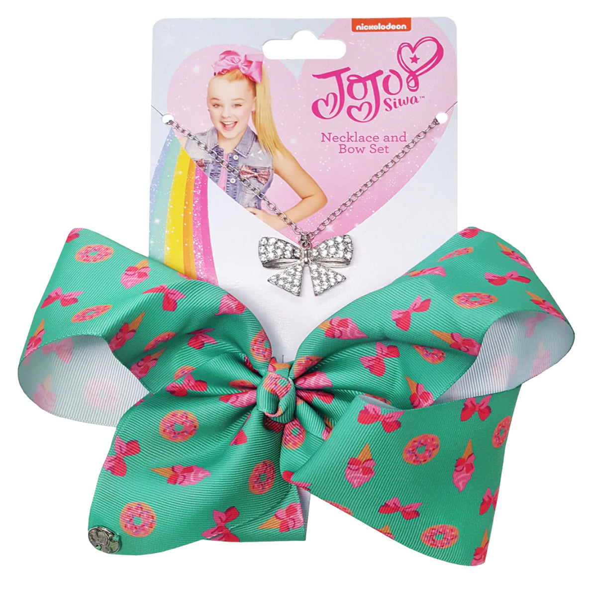 JoJo Siwa Green Doughnut Delights Hair Bow And Necklace Set