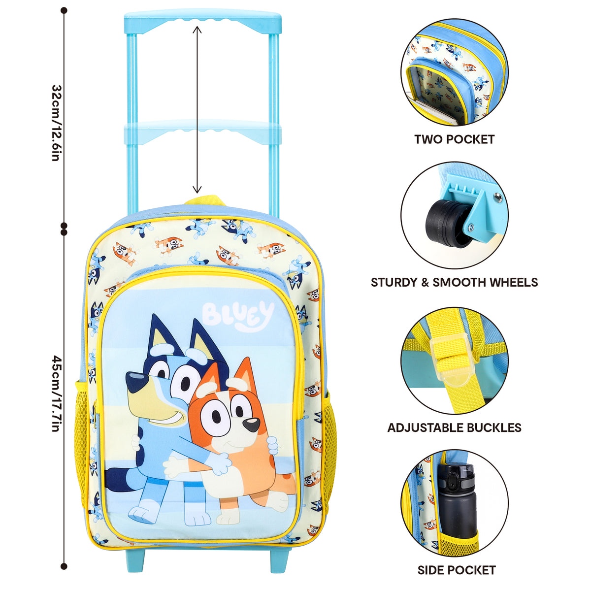 Bluey Kids Travel Cabin Trolley Backpack Bag