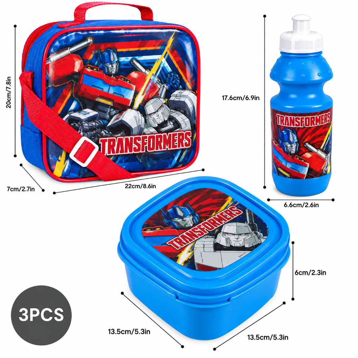 Transformers 3 Piece Insulated Lunch Bag Set