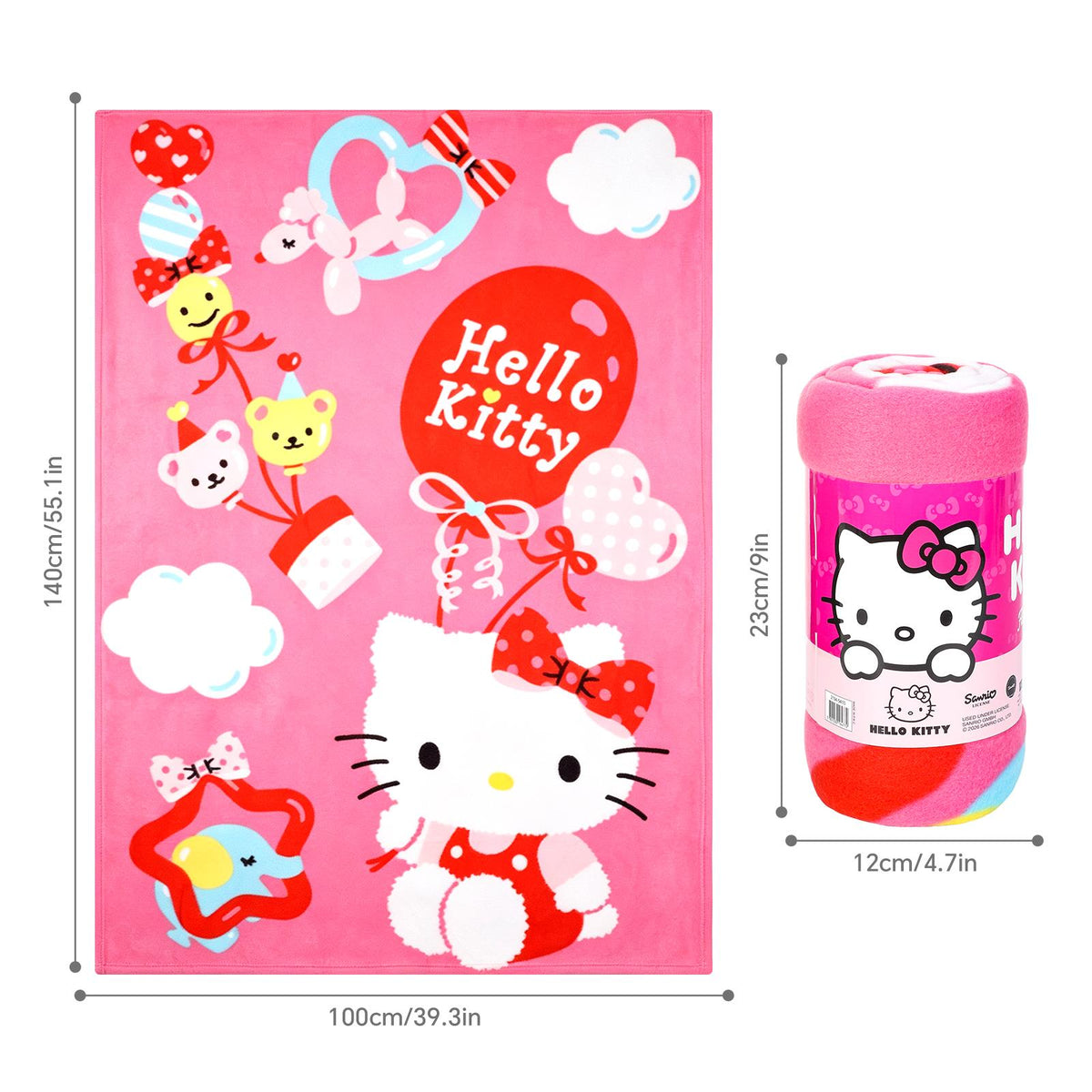 Hello Kitty Balloon Party Fleece Blanket