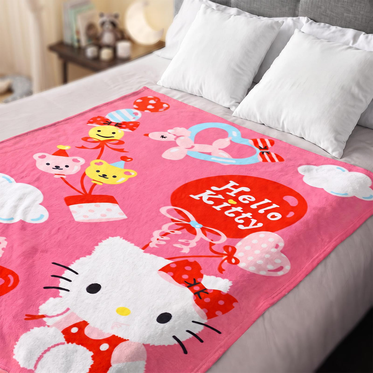 Hello Kitty Balloon Party Fleece Blanket
