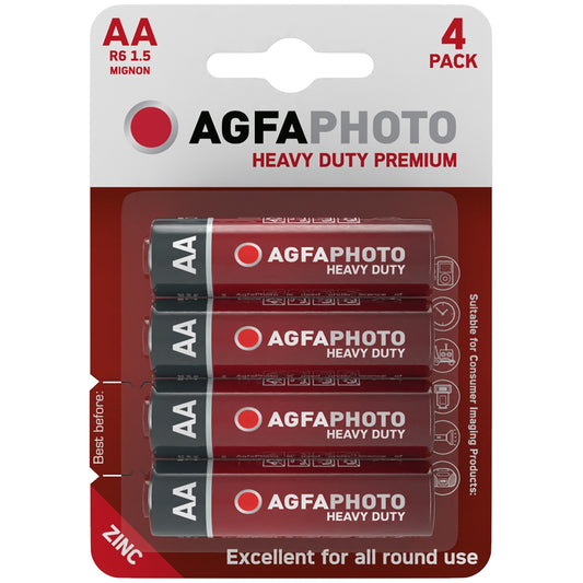 AGFA Photo Zinc Heavy Duty Premium 4 x AA Size Battery 1.5V