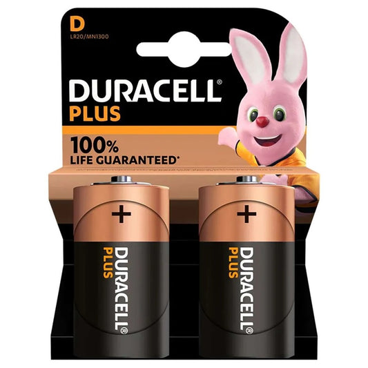 Duracell Plus Alkaline Power 2 x D Size Battery 1.5V