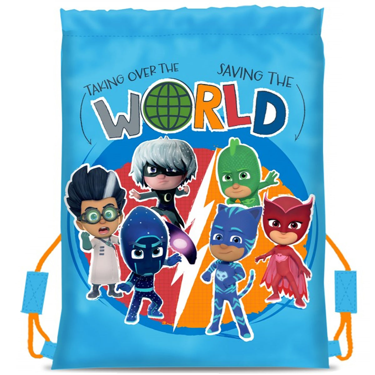 PJ Masks "Taking Over The World / Saving The World" Drawstring Gym Bag