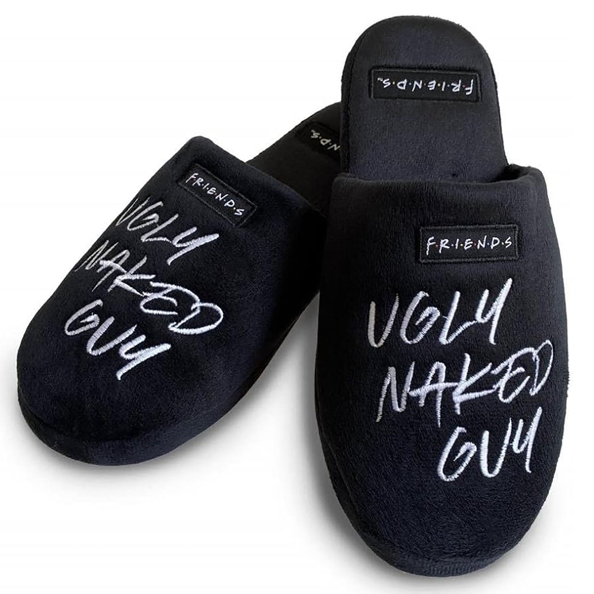 Friends "Ugly Naked Guy" Mens Black Slippers