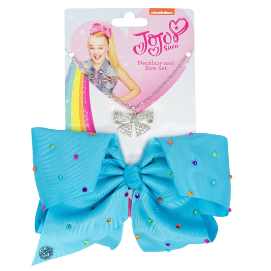 JoJo Siwa Blue Hair Bow And Necklace Set