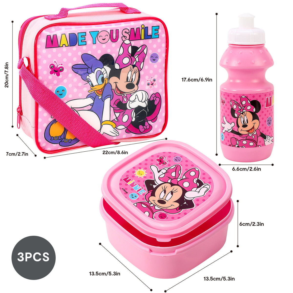 Minnie & Daisy 3 Piece Insulated Lunch Bag Set