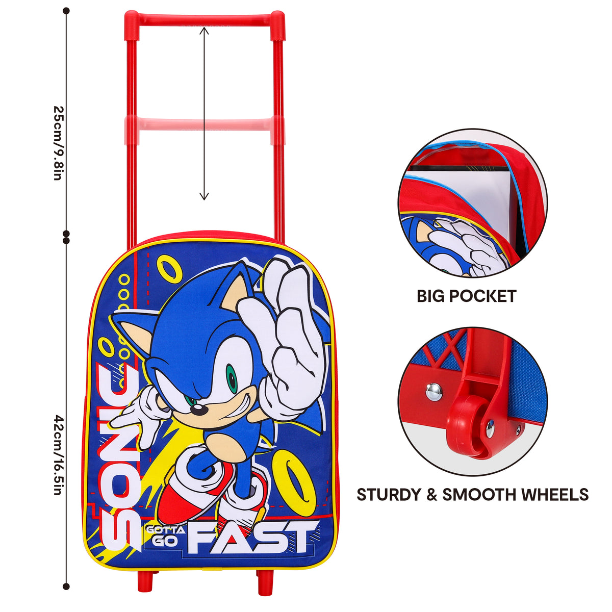 Sonic The Hedgehog "Gotta Go Fast" Travel Trolley Cabin Bag