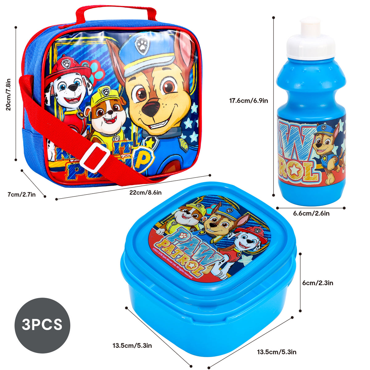 Paw Patrol 3 Piece Insulated Lunch Bag Set