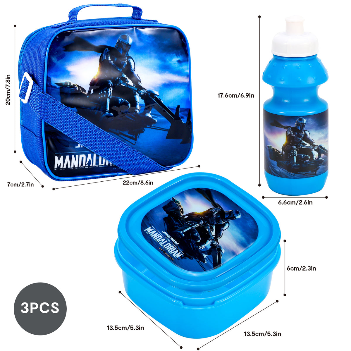 Star Wars The Mandalorian 3 Piece Insulated Lunch Bag Set