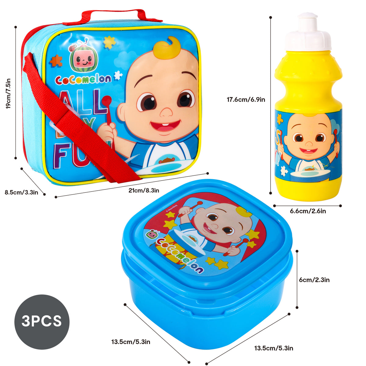 CoComelon 3 Piece Insulated Lunch Bag Set