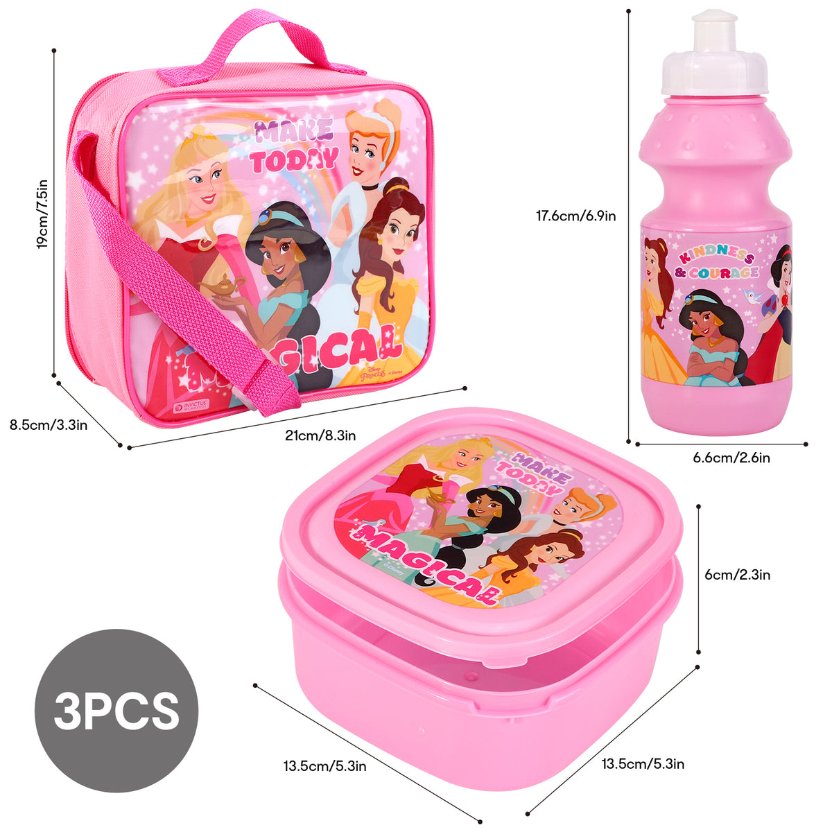 Disney Princess 3 Piece Insulated Lunch Bag Set