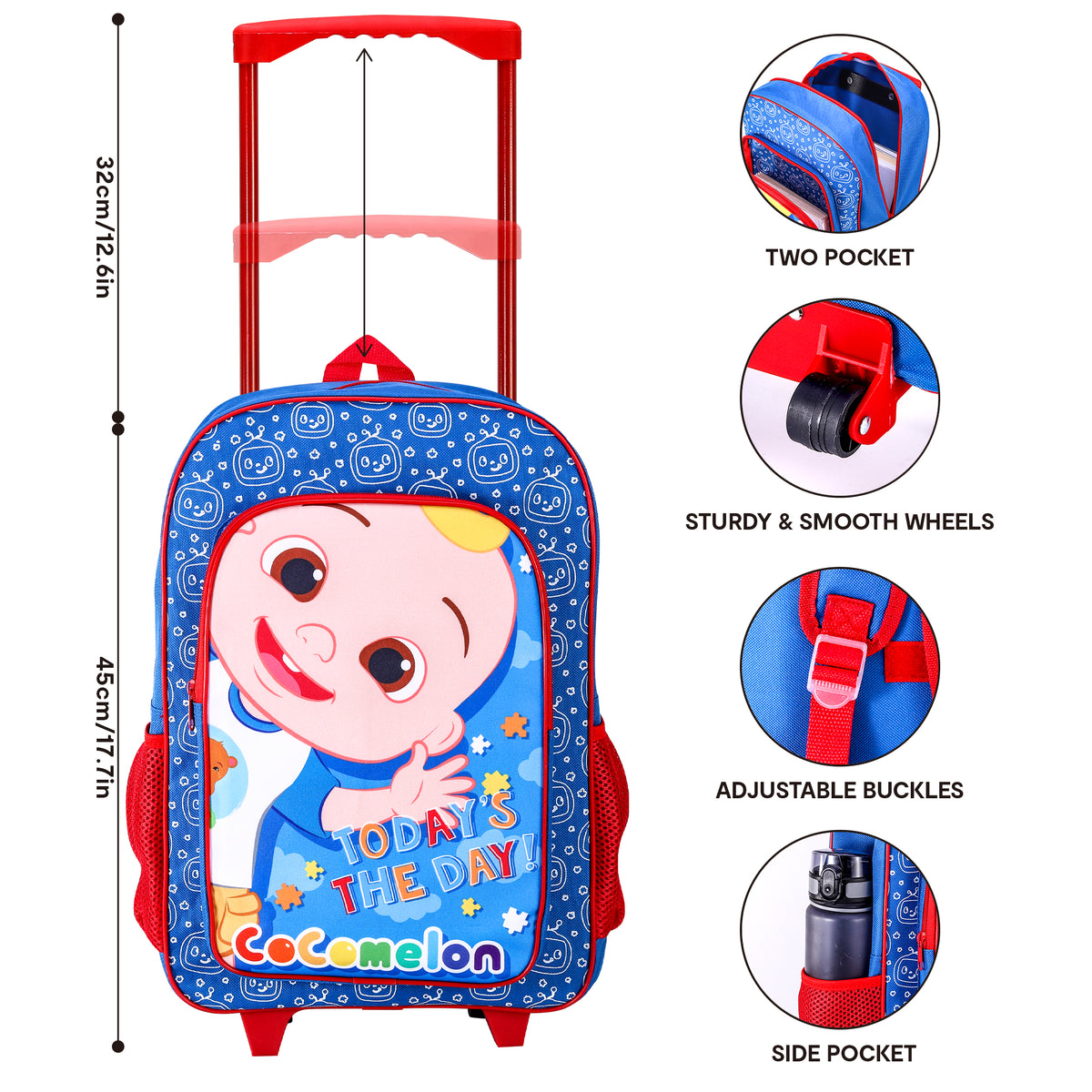 Cocomelon Kids Travel Cabin Trolley Backpack Bag