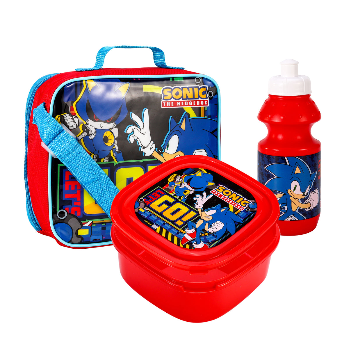 Sonic The Hedgehog Let's Go 3 Piece Insulated Lunch Bag Set
