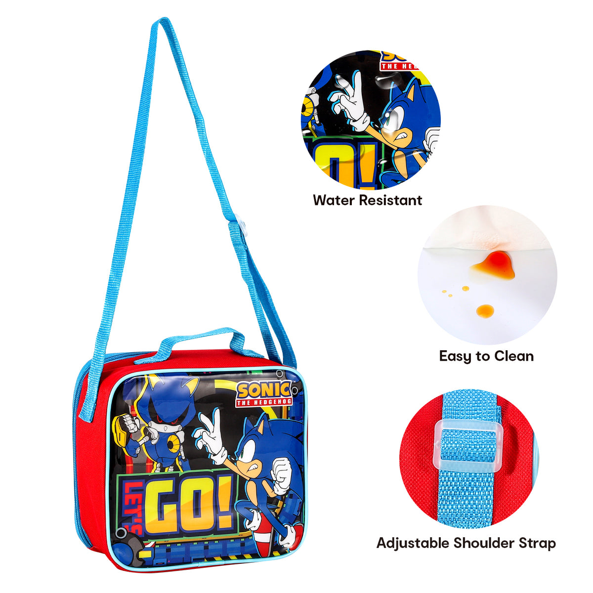 Sonic The Hedgehog Let's Go 3 Piece Insulated Lunch Bag Set