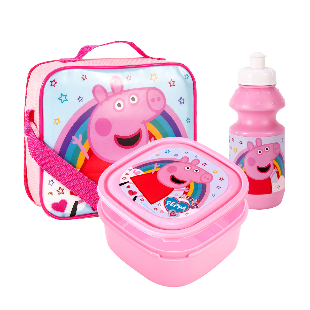 Peppa Pig Rainbow 3 Piece Insulated Lunch Bag Set