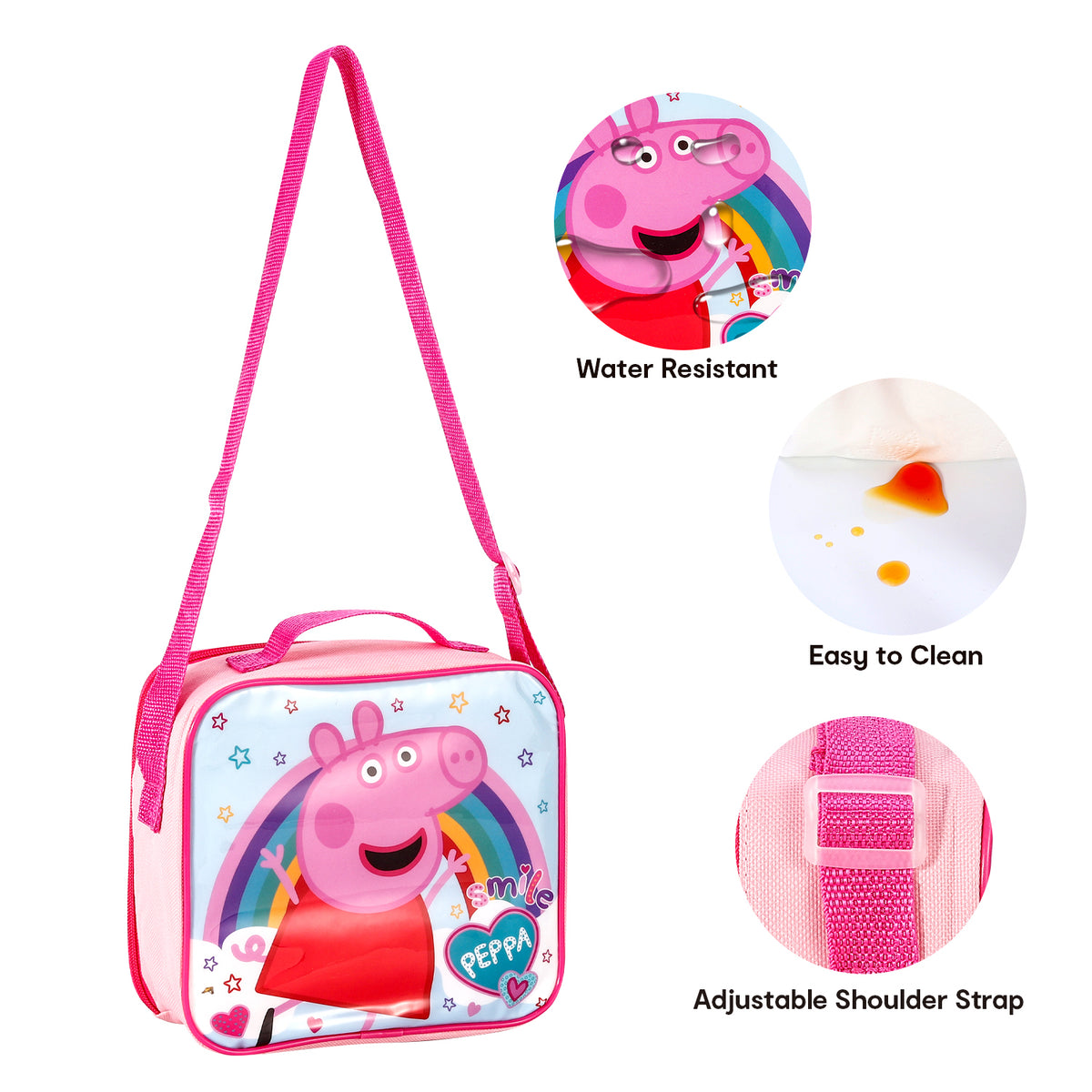 Peppa Pig Rainbow 3 Piece Insulated Lunch Bag Set