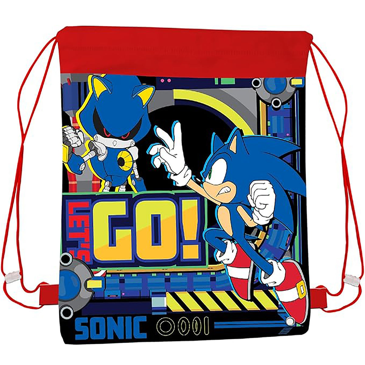 Sonic The Hedgehog "Let's Go" Drawstring Gym Bag