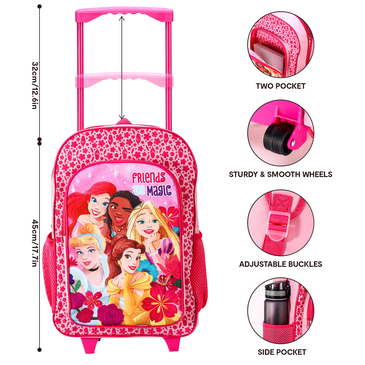 Disney Princess Kids Travel Cabin Trolley Backpack Bag