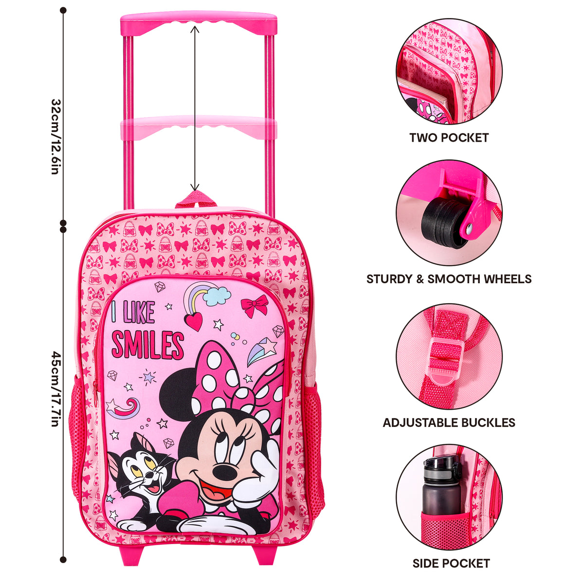 Minnie Mouse Kids Travel Cabin Trolley Backpack Bag