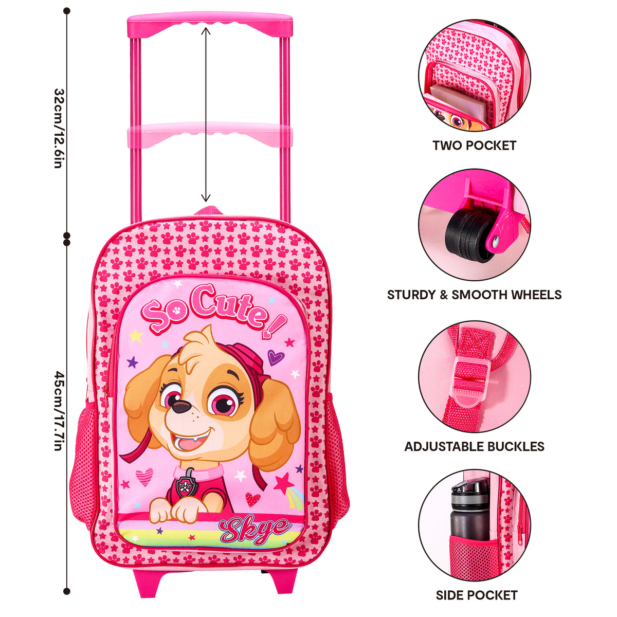 Skye From Paw Patrol Kids Travel Cabin Trolley Backpack Bag