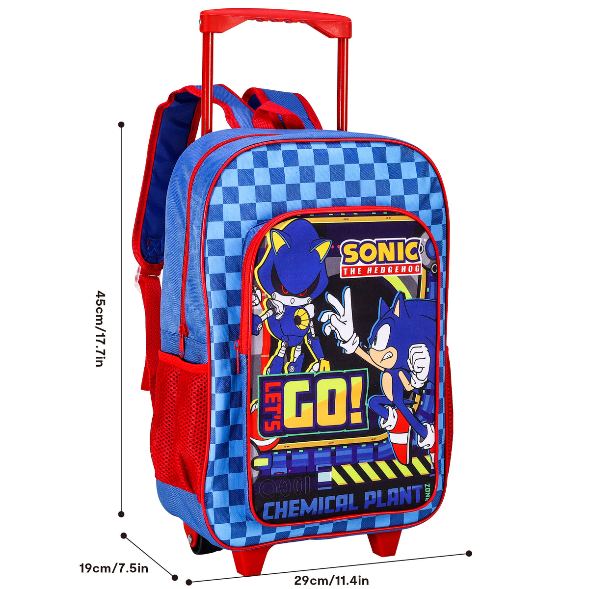 Sonic The Hedgehog Kids Travel Cabin Trolley Backpack Bag