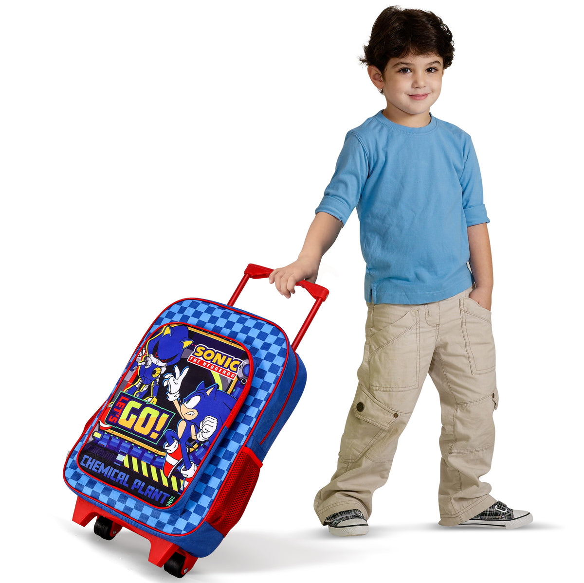 Sonic The Hedgehog Kids Travel Cabin Trolley Backpack Bag