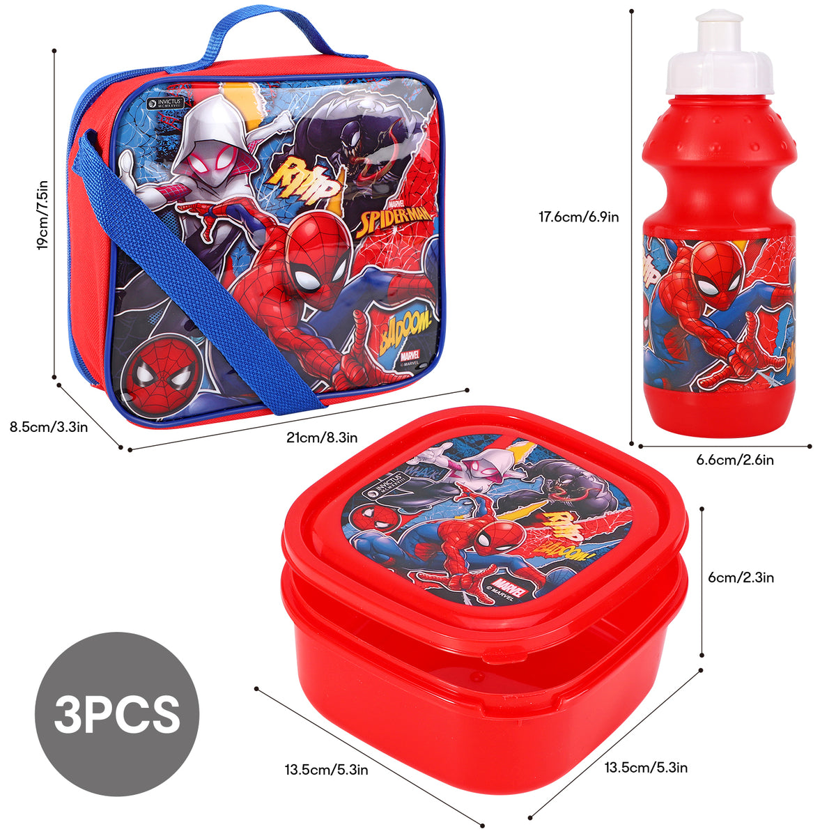 Spider-Man, Ghost Spider & Venom 3 Piece Insulated Lunch Bag Set