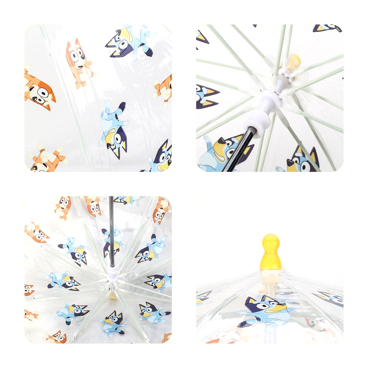 Bluey & Bingo Transparent Yellow Character Dome Kids Umbrella
