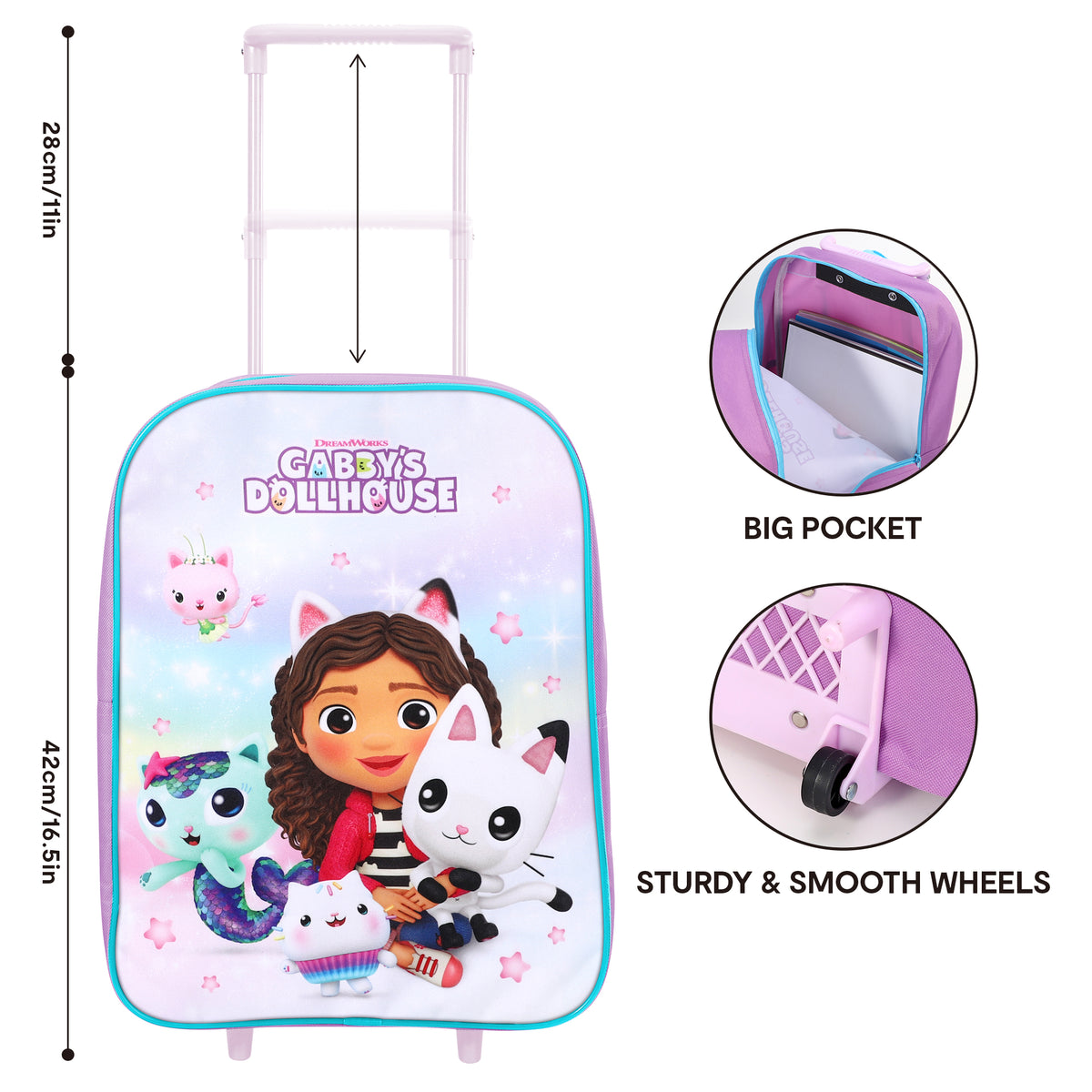 Gabby's Dollhouse Travel Trolley Cabin Bag