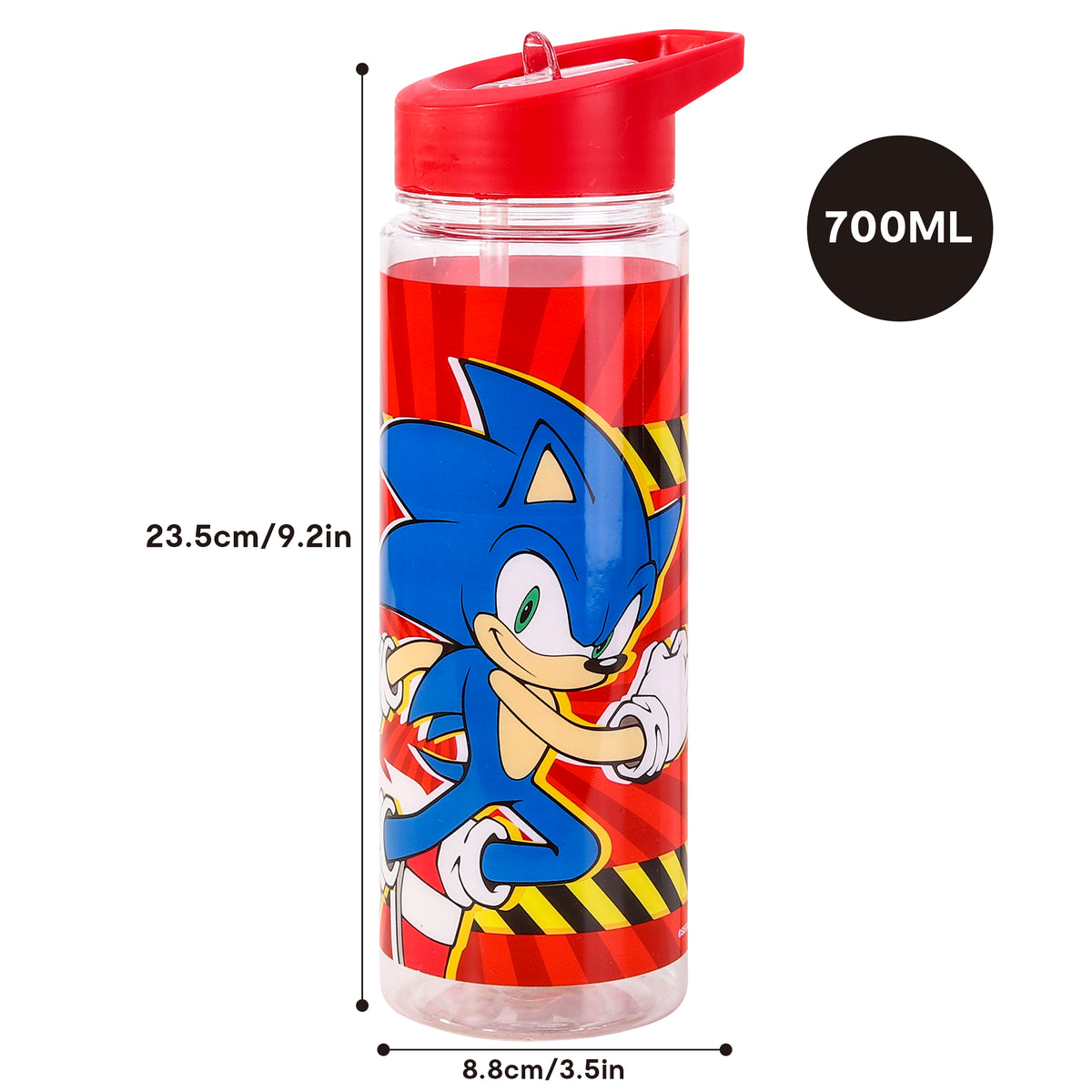 Sonic The Hedgehog Plastic Bottle With Straw