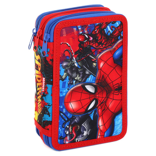 Spiderman 3 Tier Filled Zipped Pencil Case