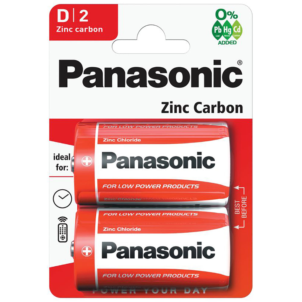 Panasonic Zinc Carbon 2 x D Size Battery 1.5V