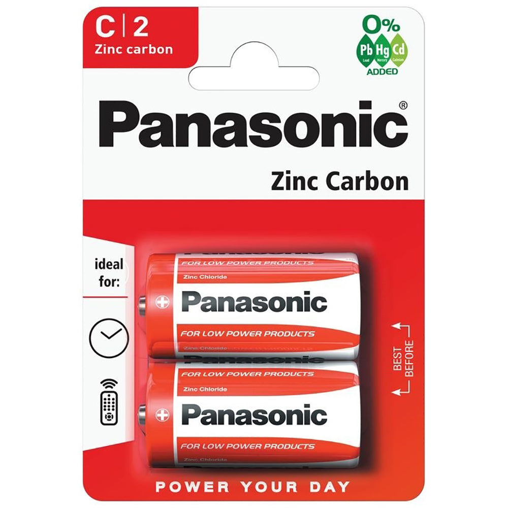 Panasonic Zinc Carbon 2 x C Size Battery 1.5V