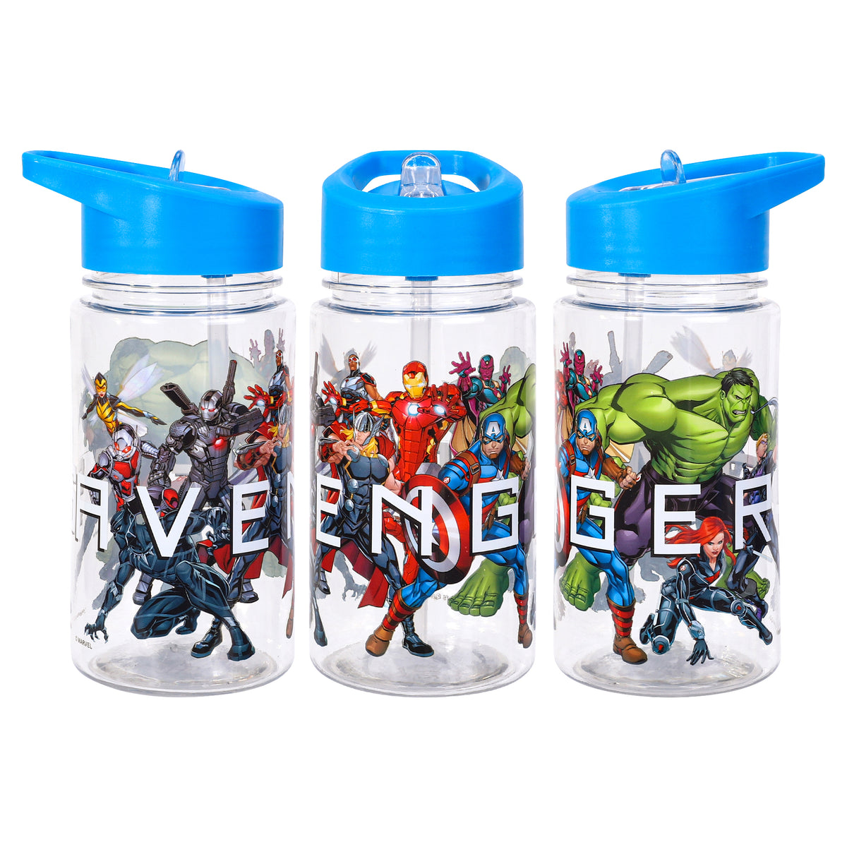 Avengers Small Plastic Bottle With Straw