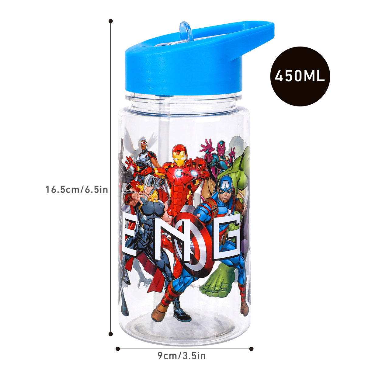 Avengers Small Plastic Bottle With Straw